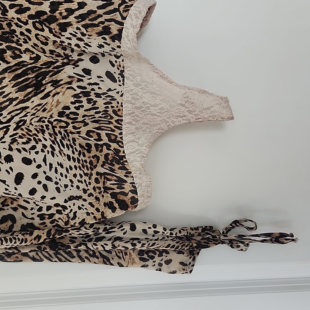 Vintage Cache Bodysuit Plunge V Neck Animal Print Long Sleeves Top Size M - Picture 10 of 13